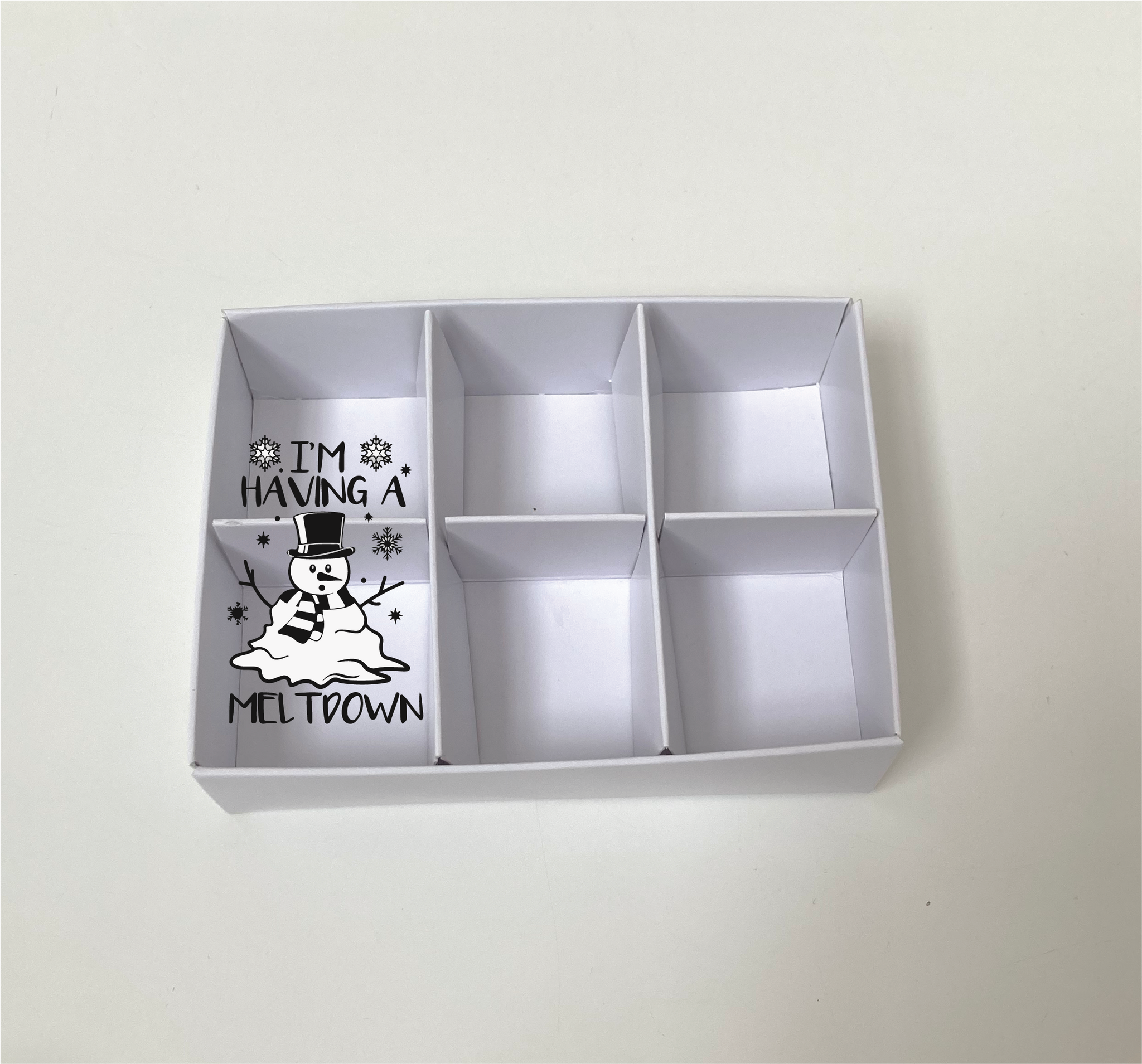 I’M HAVING A MELTDOWN CLEAR LID 6 CAVITY INSERT BOX BLANK 115 X 85 X 30mm