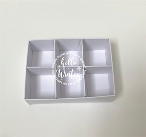 HELLO WINTER CLEAR LID 6 CAVITY INSERT BOX BLANK 115 X 85 X 30mm