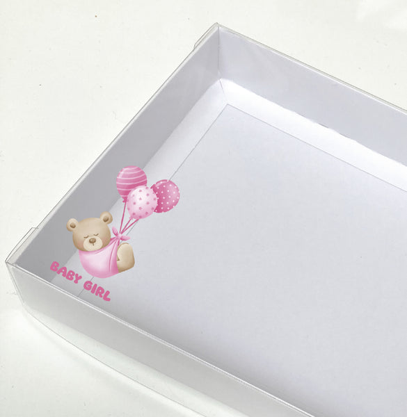 BABY BOY BEAR CLEAR LID GIFT BOX 240x155x30mm