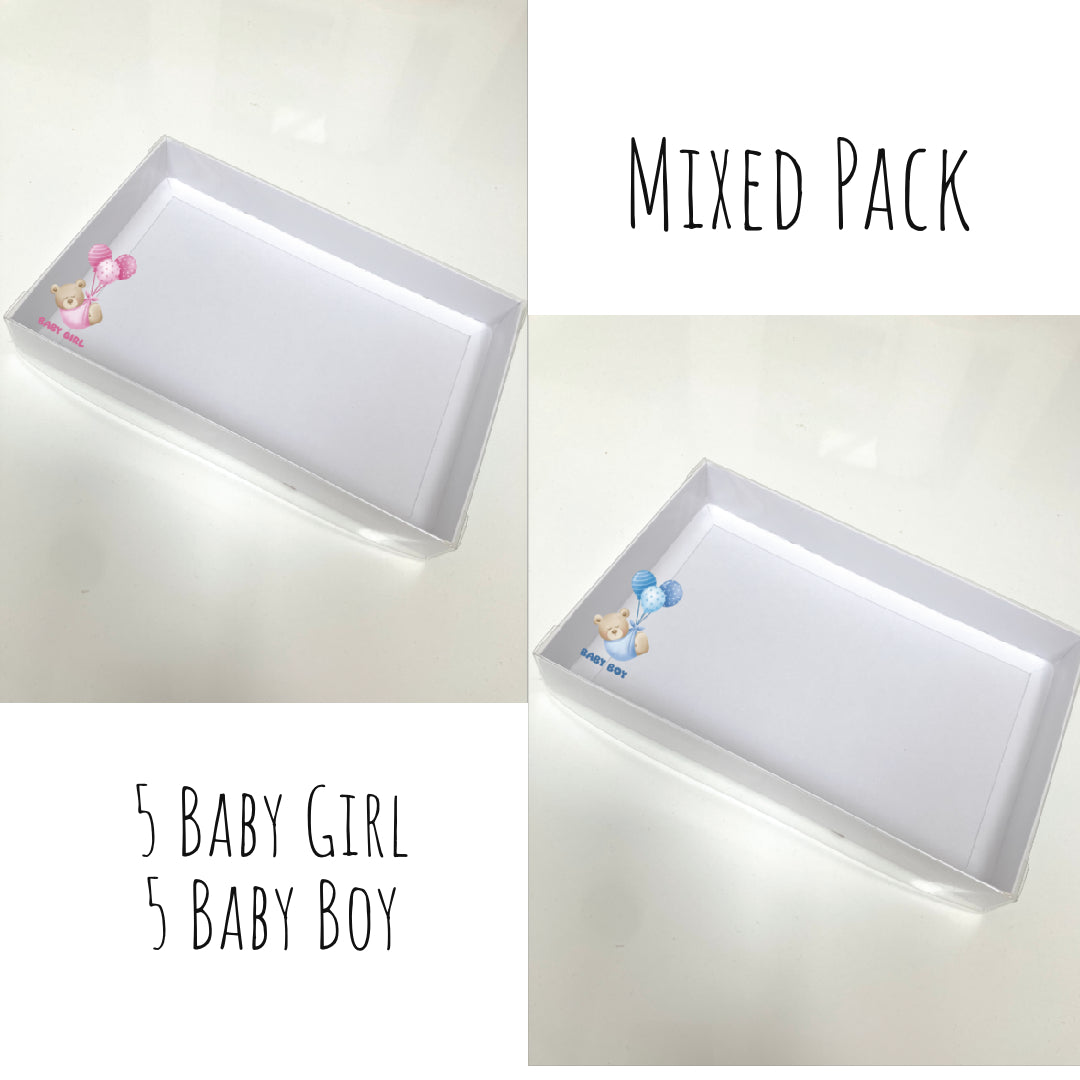 BABY BOY BEAR CLEAR LID GIFT BOX 240x155x30mm