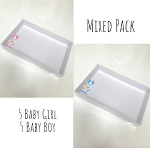 BABY BOY BEAR CLEAR LID GIFT BOX 240x155x30mm